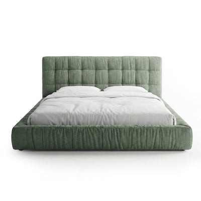 Talaro-polstret seng i størrelserne 140x200, 160x200 og 180x200 med quiltet overflade og lav ramme i moderne stil – hovedbillede