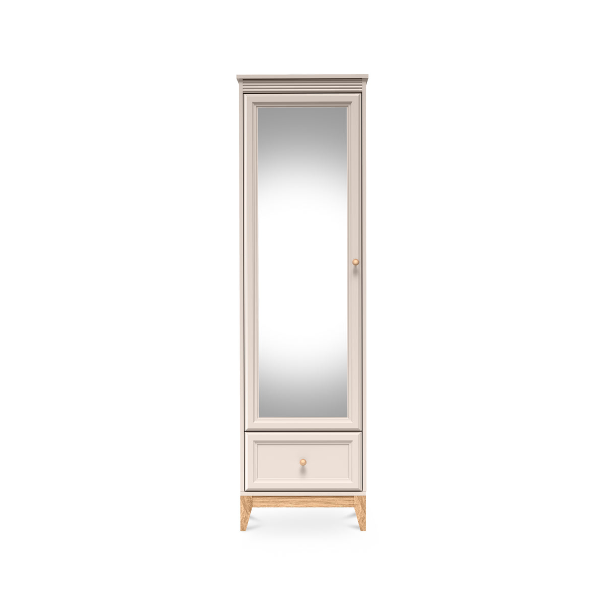Det smalle Serena-skab med spejl (55x193) til entreen i modern classic-stil – set forfra