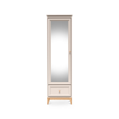 Det smalle Serena-skab med spejl (55x193) til entreen i modern classic-stil – set forfra