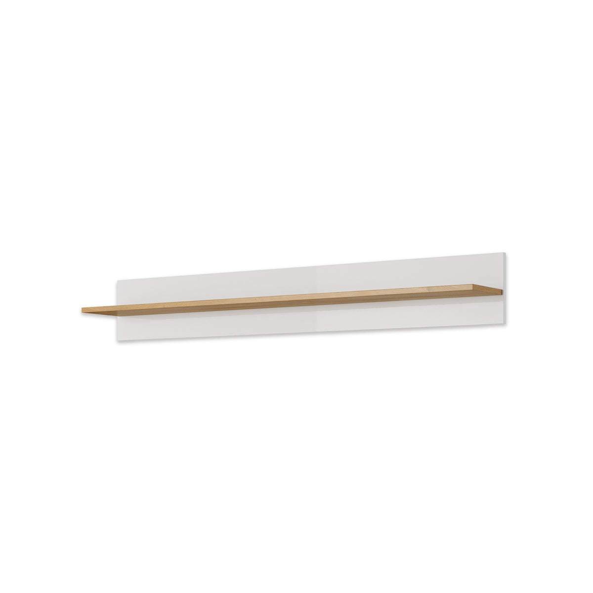 Półka Armelia ścienna do salonu i sypialni 138x20 cm w stylu nowoczesnym – wisząca, minimalistyczna – widok pod kątem | Pillovely