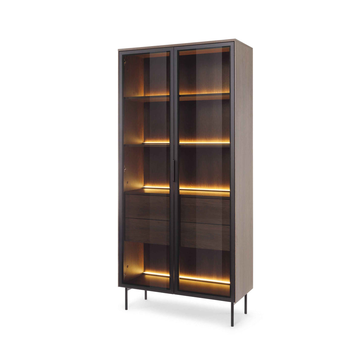 Glasvitrineskab 91 x 195 cm i moderne stil | Lummer Dunin-eg
