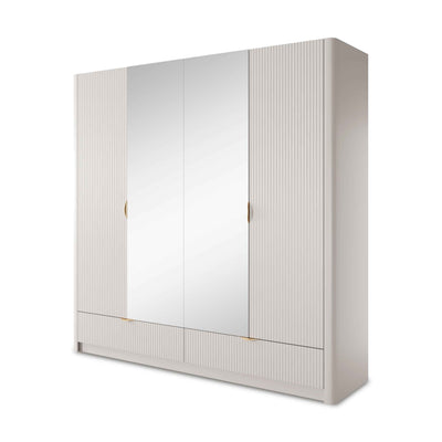 Laanti-garderobeskab med 4 døre, 213 x 208 cm, i moderne stil – set fra siden | Pillovely