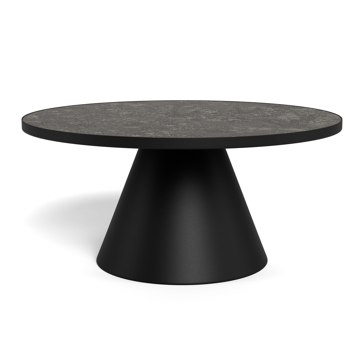 Rundt sofabord til stuen, model Soren, med en diameter på 86 cm i moderne stil – set fra siden | Pillovely