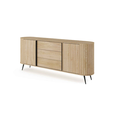 Kommode med skydedøre og skuffer, 196 x 82, i moderne stil | Llovia