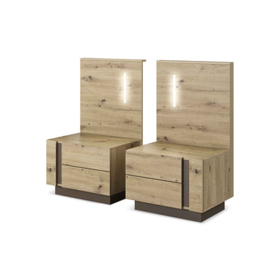 Sæt med natborde med skuffer, 60 x 102 cm, i moderne stil – model Armelia – set fra siden | Pillovely