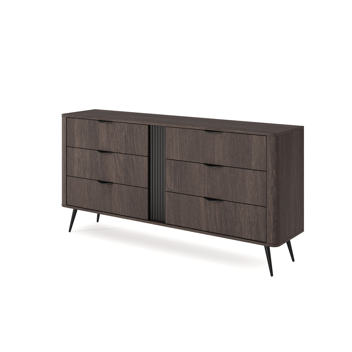 Velia-kommode med 6 skuffer, 163x81, i soft loft-stil – set fra siden | Pillovely