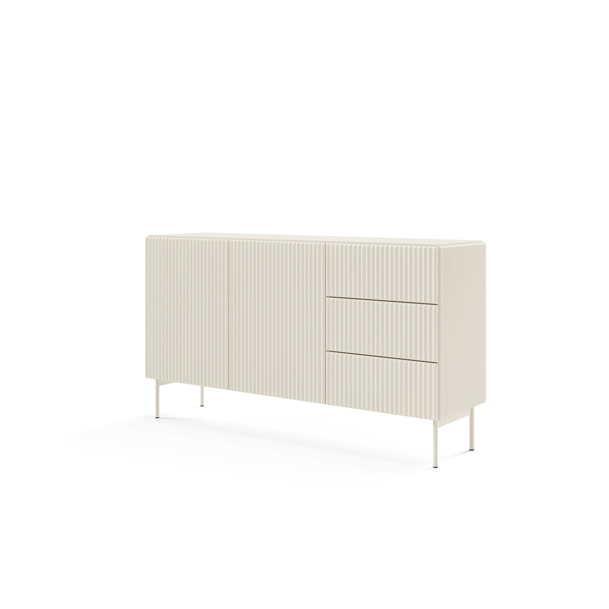 MuzZI-kommode med låger og skuffer, 147x81, i moderne stil – set fra siden | Pillovely