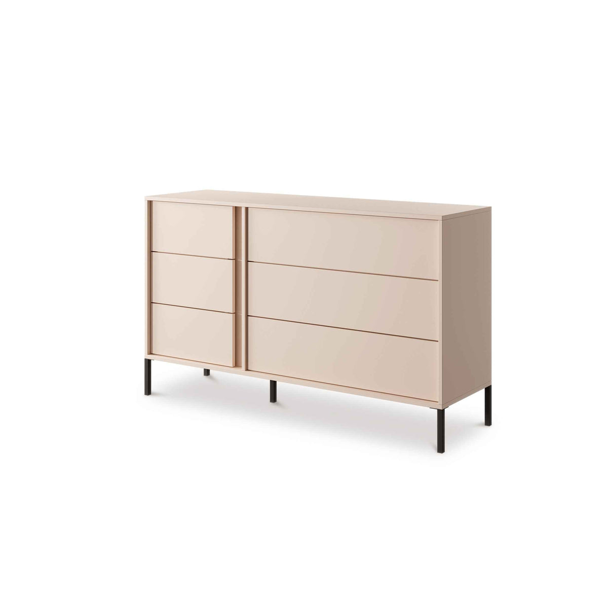 Kommode 137x81 med 6 skuffer i minimalistisk stil | Dust Uden LED