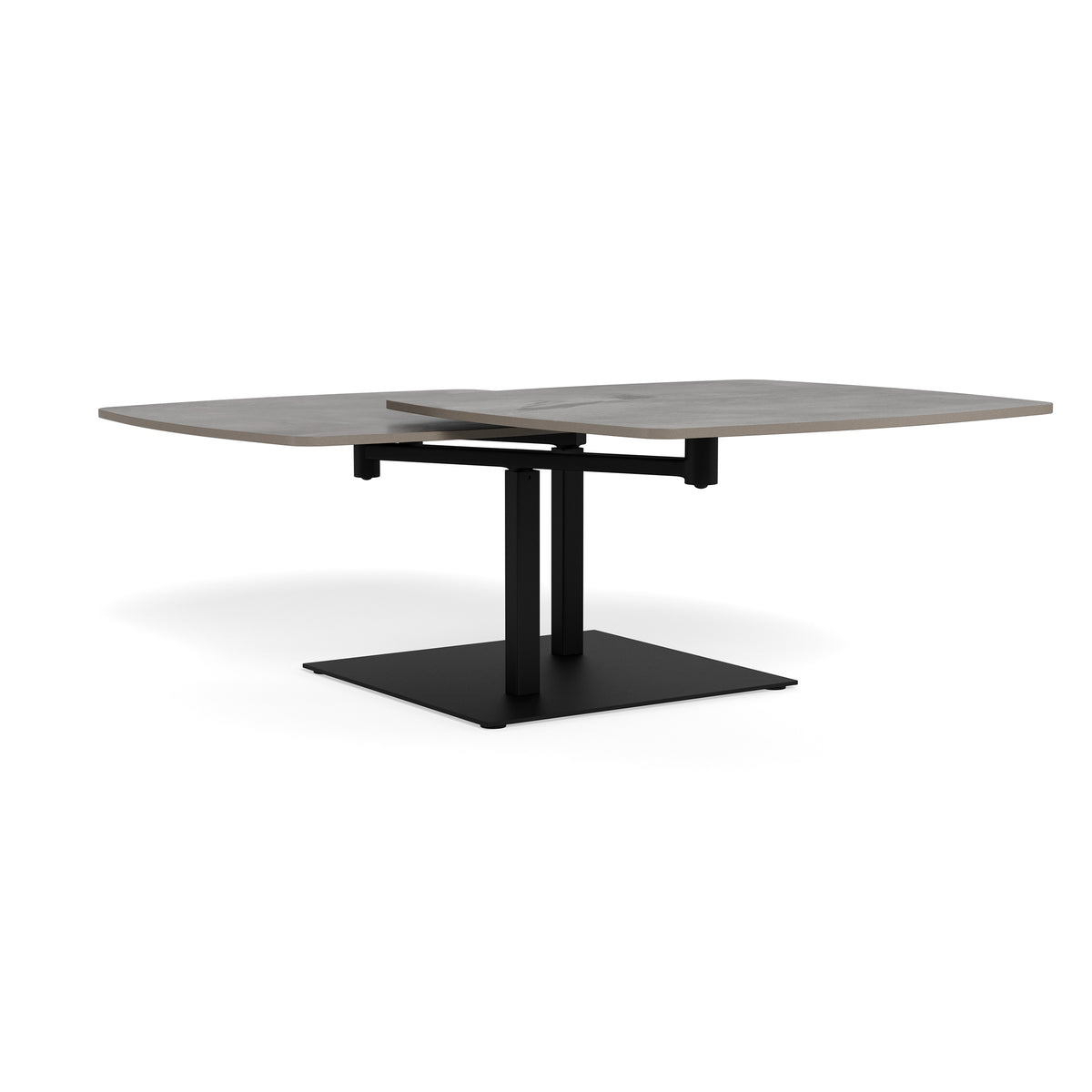 Dualis sofabord til stuen med drejelig bordplade, 128 × 40 cm, i loftstil – set fra siden | Pillovely
