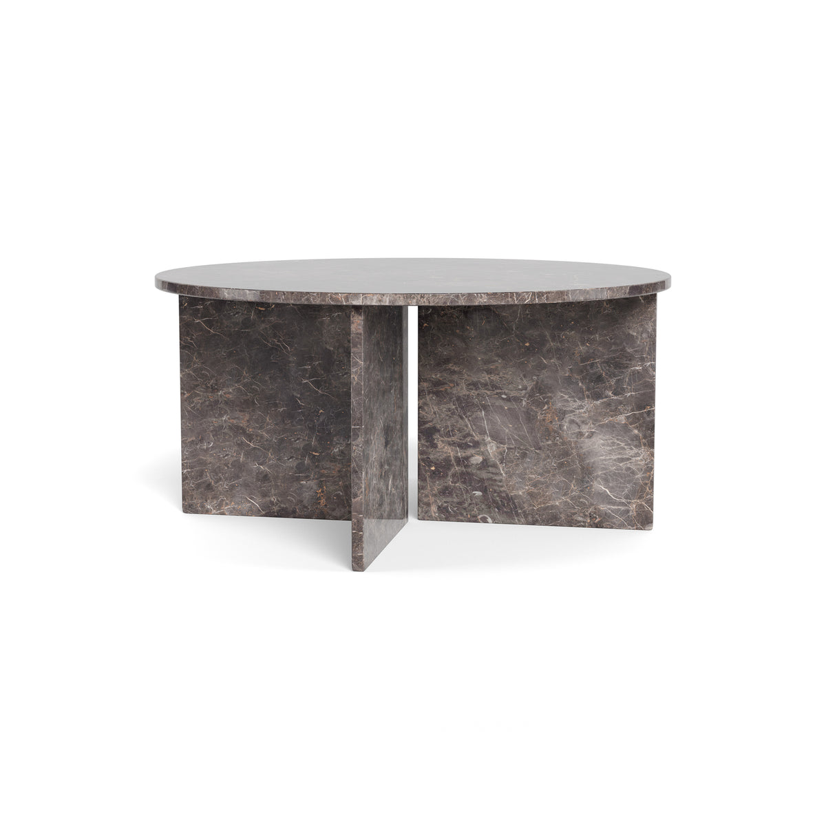 Rundt sofabord med en diameter på 90 cm i elegant stil | Plaris Mørk Marmor