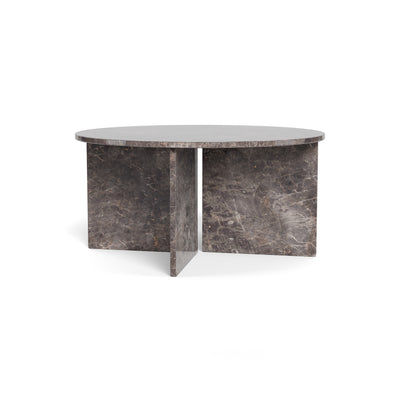 Rundt sofabord med en diameter på 90 cm i elegant stil | Plaris Mørk Marmor