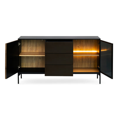 Lampy-kommode med skuffer og låger 154x83 i loftstil – med åbne fronter