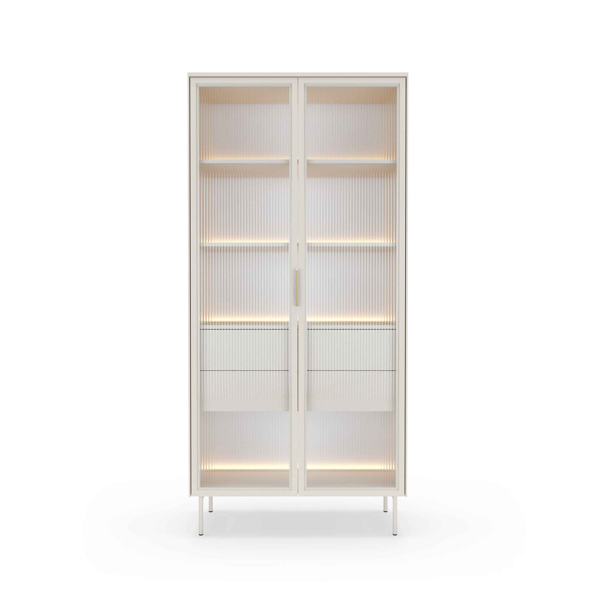 Lummer-vitrineskab med glasfront, 91 x 195 cm, i moderne stil – set forfra