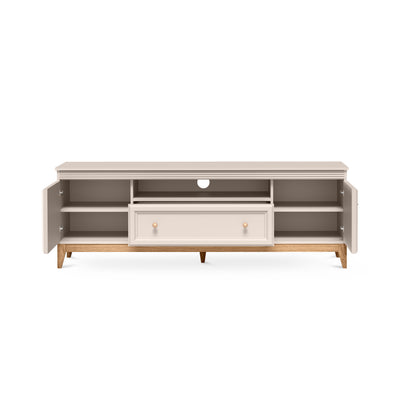 Serena TV-bord 179x62 med fræsede fronter i modern classic-stil – med åbne fronter