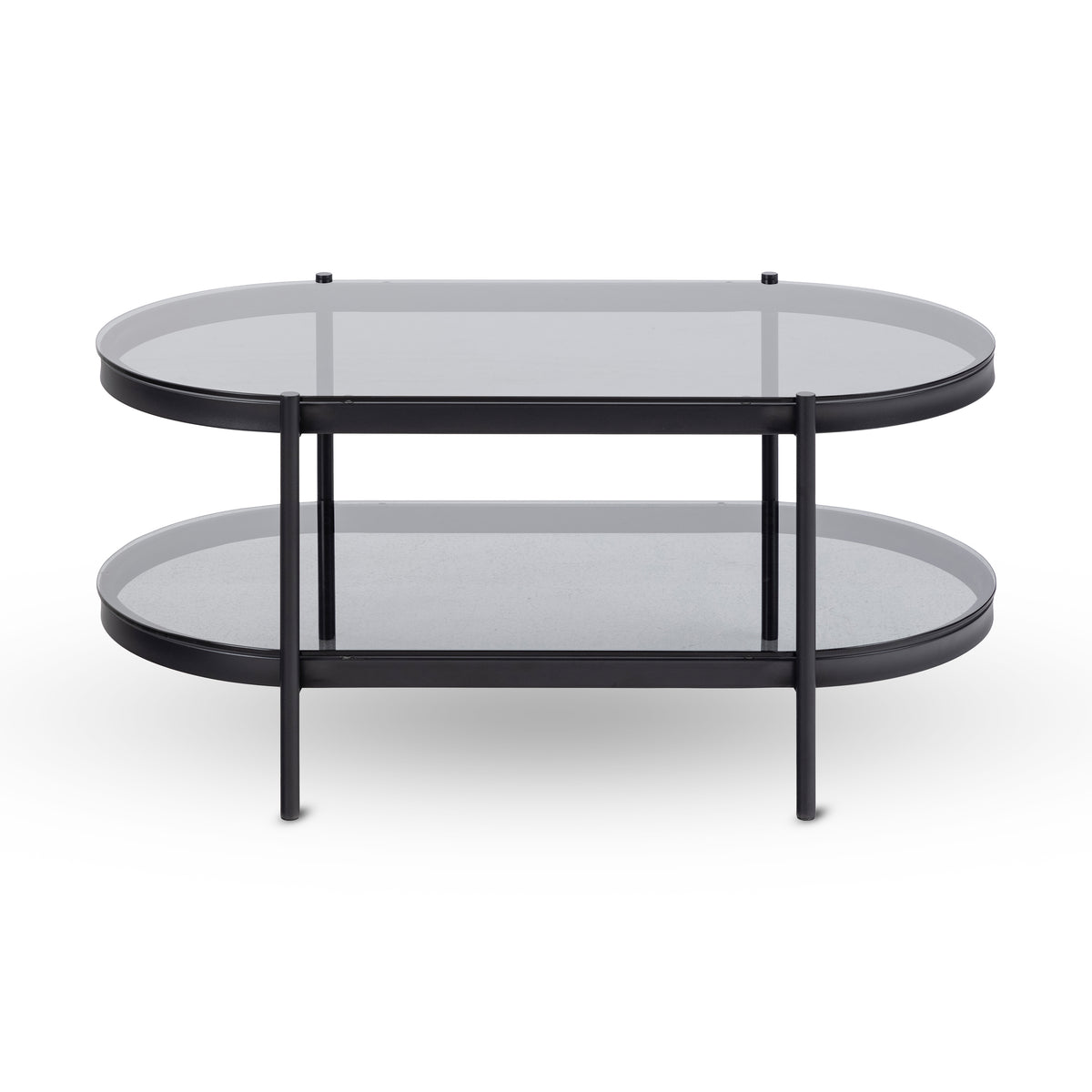 Moren ovalt sofabord med røget glas i moderne stil – set forfra