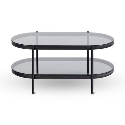 Moren ovalt sofabord med røget glas i moderne stil – set forfra