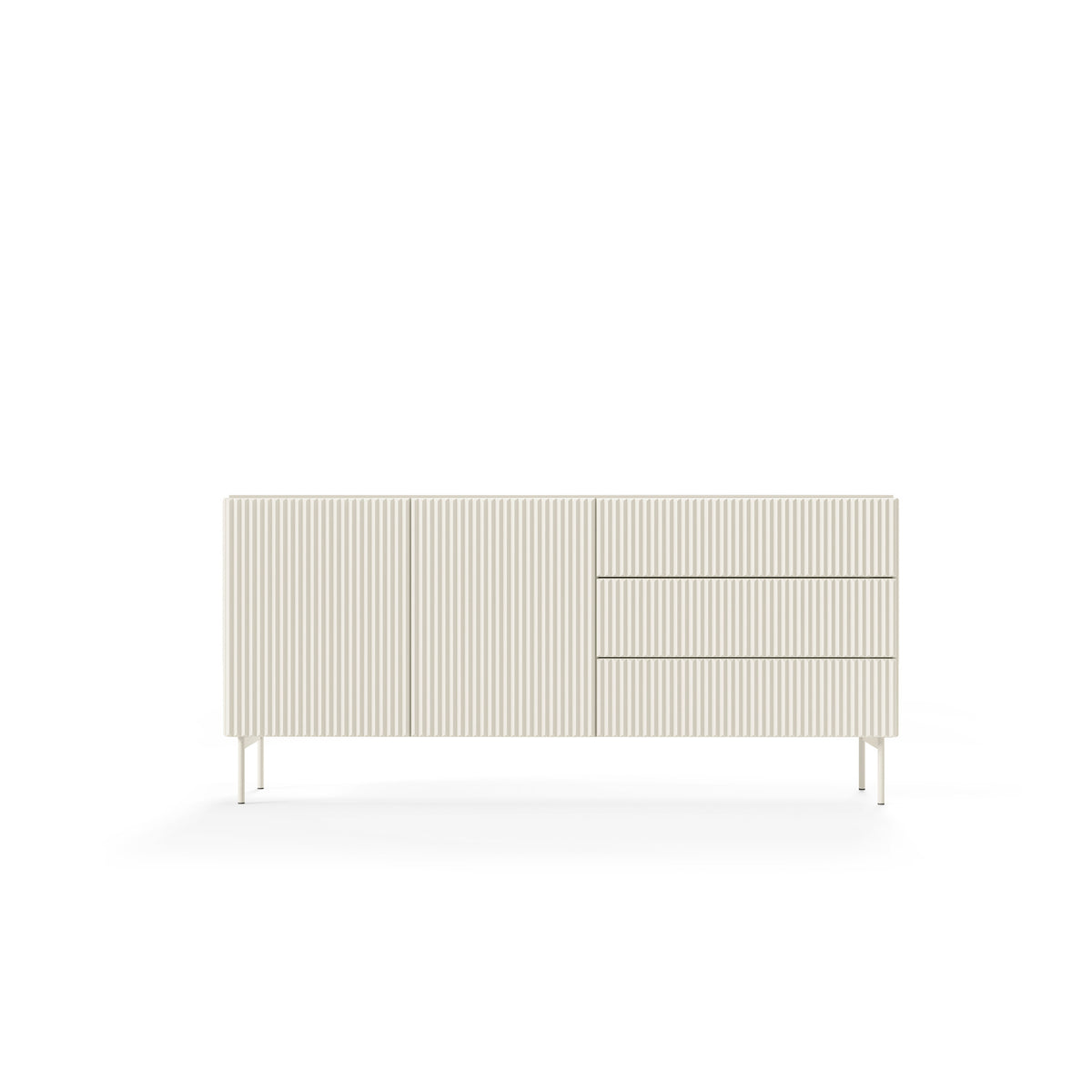 MuzZI-kommode med låger og skuffer, 177 x 81, i moderne stil – set forfra