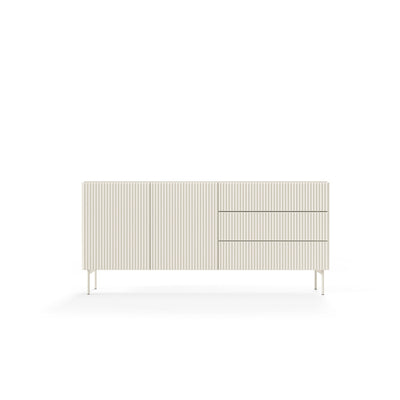 MuzZI-kommode med låger og skuffer, 177 x 81, i moderne stil – set forfra