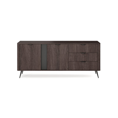 Velia-kommode, 195 x 81, med skabe og skuffer i soft loft-stil – set forfra