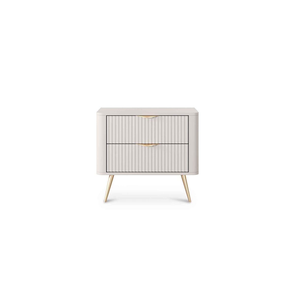 Laanti-natbord med 2 skuffer, 63 x 55 cm, i elegant stil – set forfra