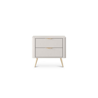 Laanti-natbord med 2 skuffer, 63 x 55 cm, i elegant stil – set forfra