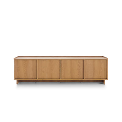 Kiyro TV-bord 195x55 med aflåselige rum i minimalistisk stil – set forfra