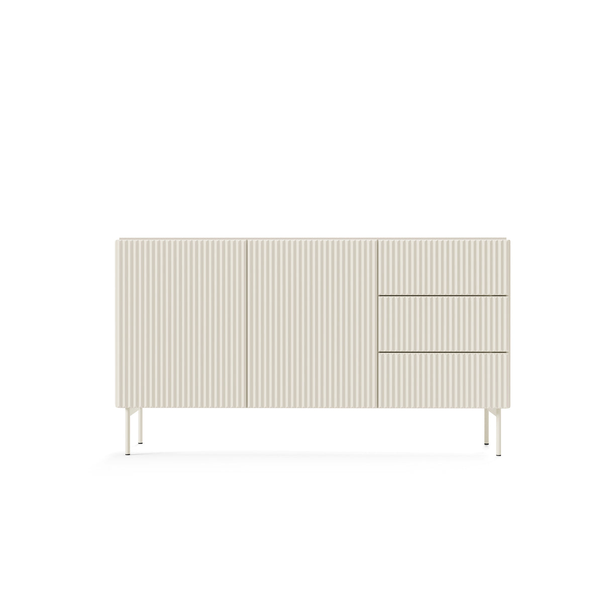 MuzZI-kommode med låger og skuffer, 147x81, i moderne stil – set forfra