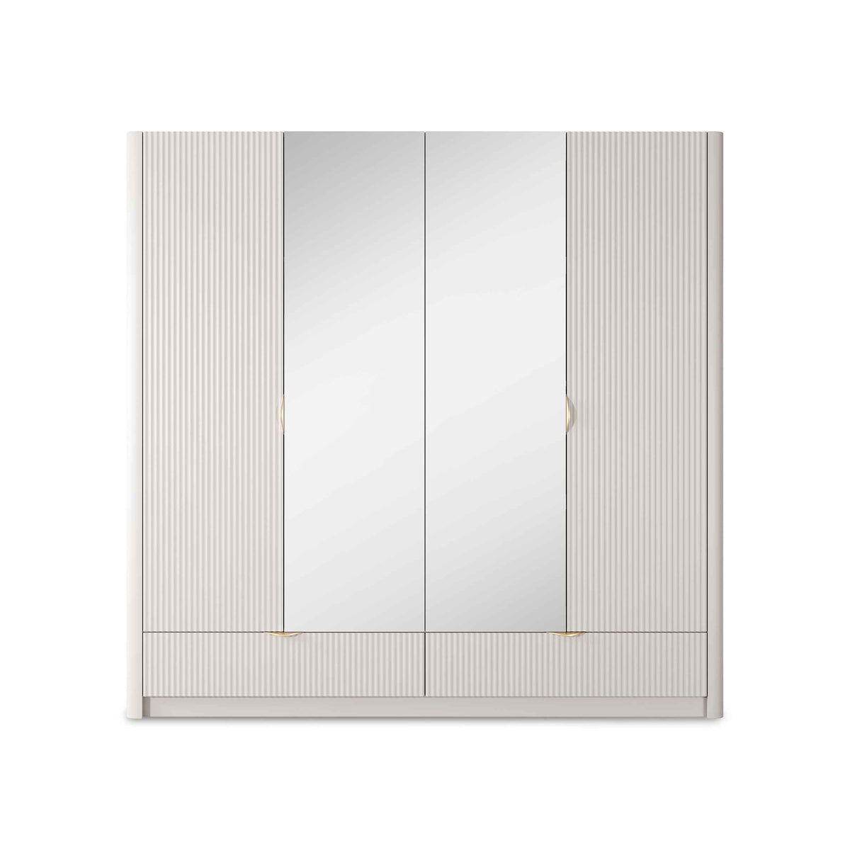 Laanti-garderobeskab med 4 døre, 213 x 208 cm, i moderne stil – set forfra