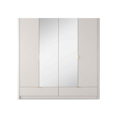 Laanti-garderobeskab med 4 døre, 213 x 208 cm, i moderne stil – set forfra