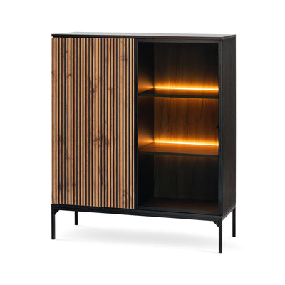 Kommode med låger og en skuffe, 104x126, i loftstil | Lampy Sort