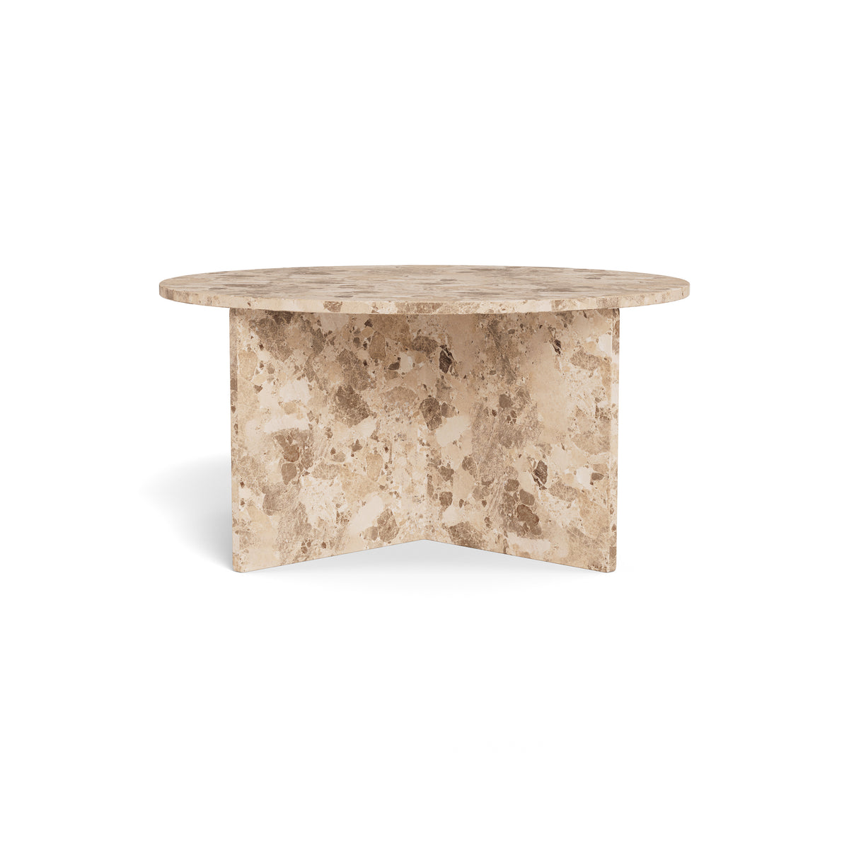 Det runde Plaris-sofabord med en diameter på 90 cm i elegant stil – set fra siden