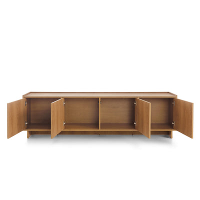 Kiyro TV-bord 195x55 med aflåselige rum i minimalistisk stil – set forfra