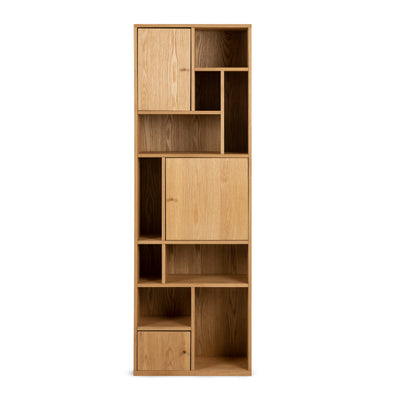 Asymo-reol i træ, 61x180, med hylder, der kan låses – set forfra | Pillovely