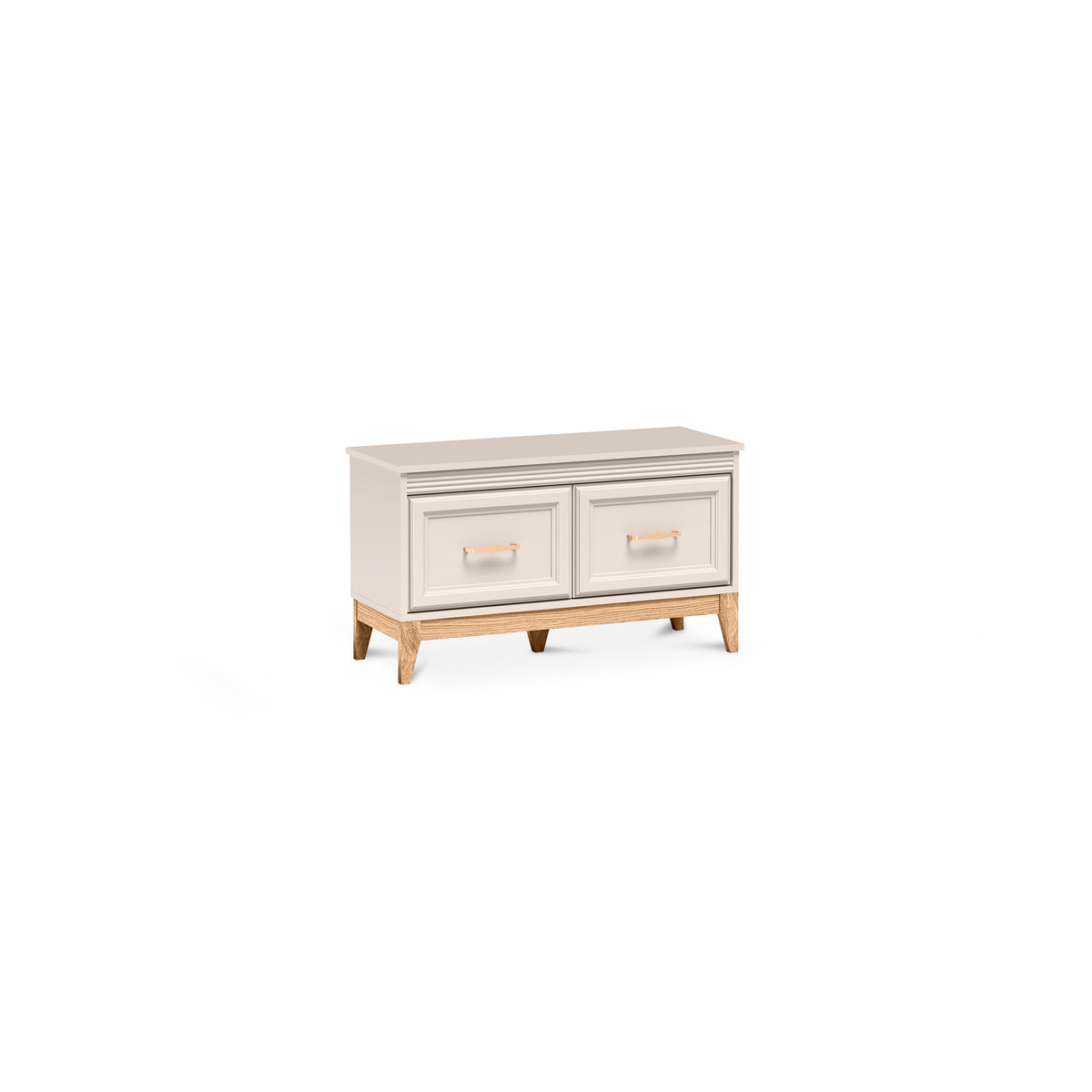 Serena-skoskab 92x52 med hylder i klassisk stil – set fra siden | Pillovely
