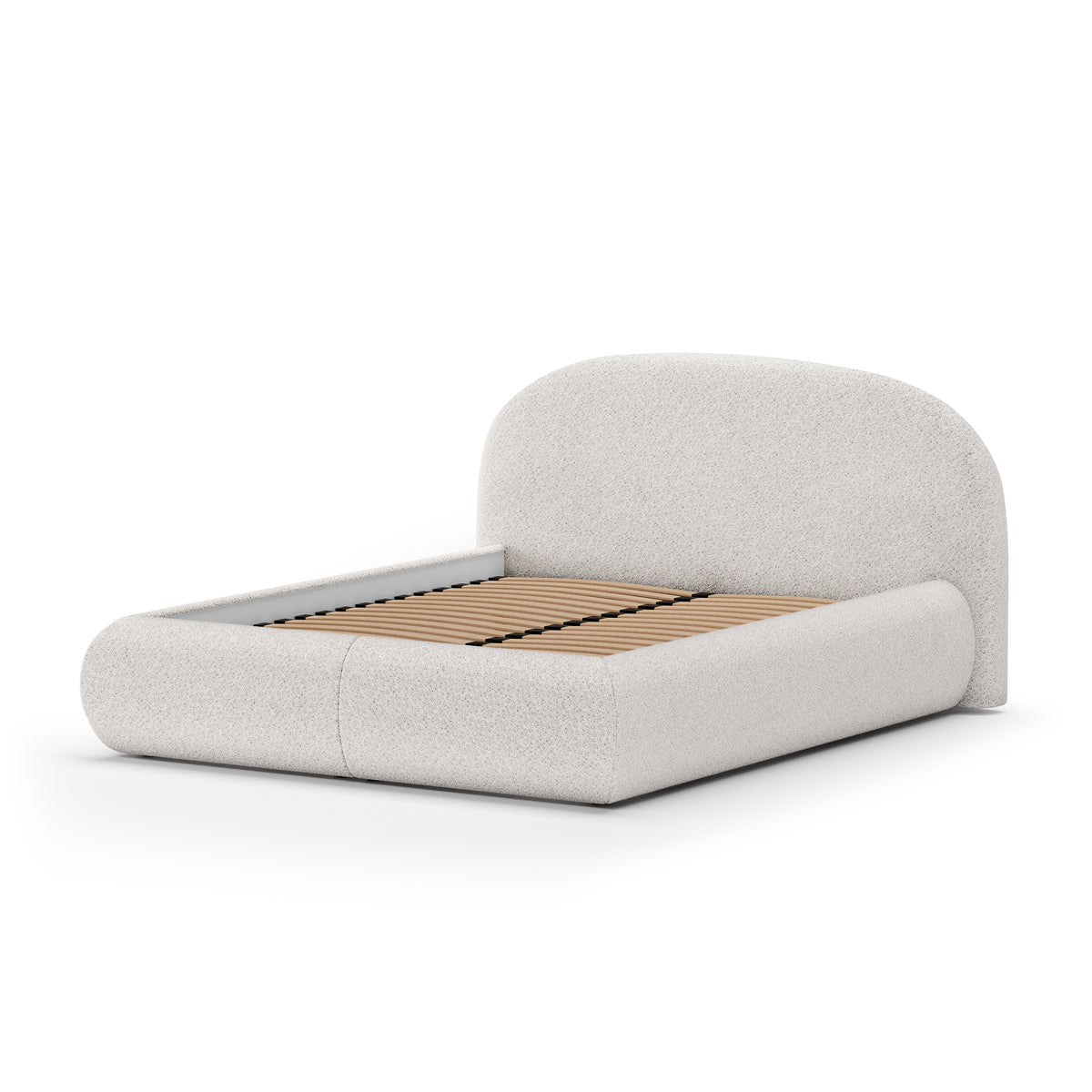 Glori-polstret seng 140/160/180 x 200 med opbevaringsrum i moderne stil – set fra en vinkel