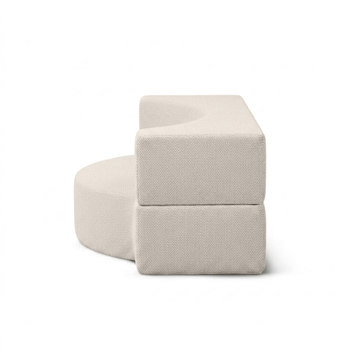 Lunaria havemøbelsofa i skum, 200x100x70 cm, i japandi-stil, med Harris-udendørsstof – set fra siden