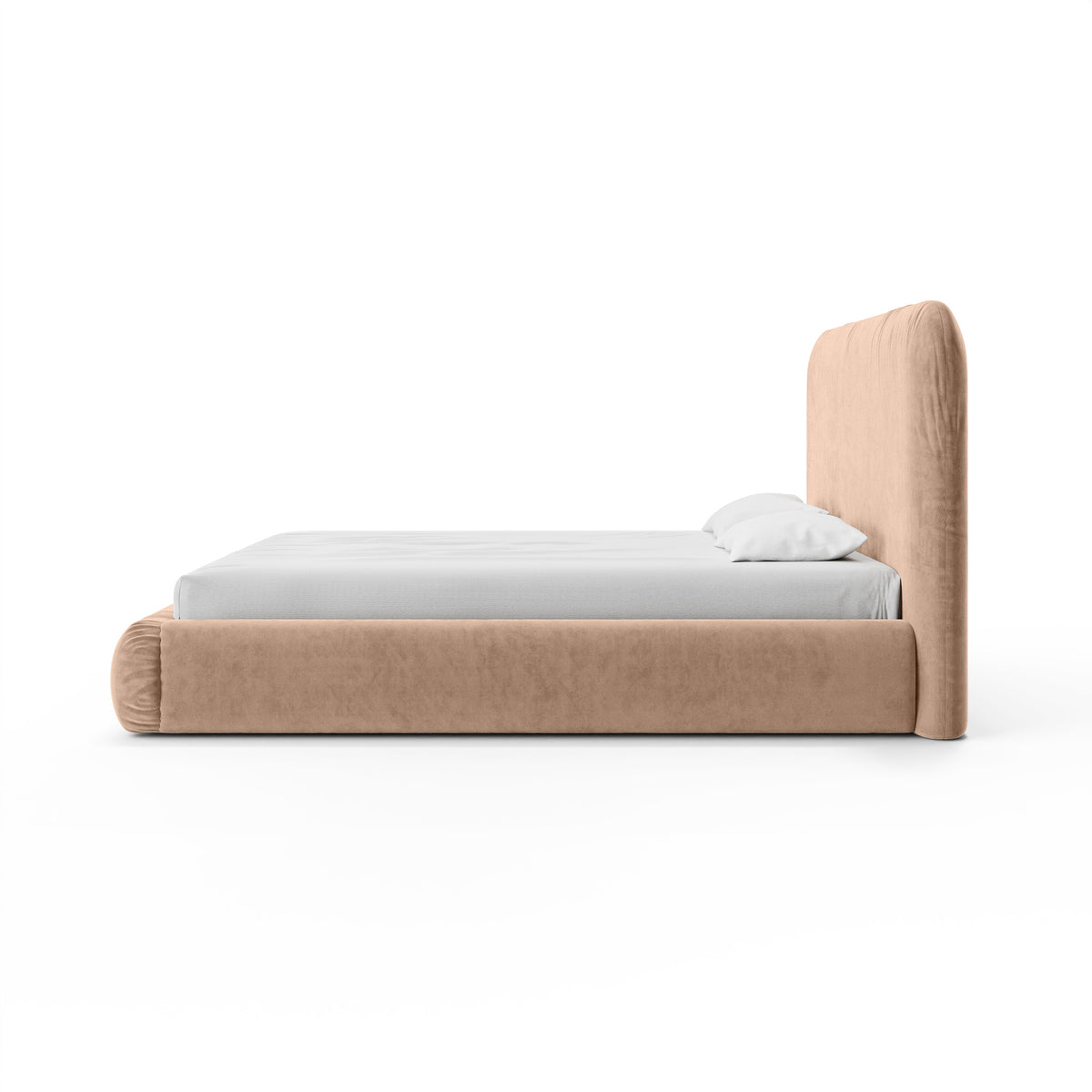 Paries-polstret seng med opbevaringsrum i modern organic-stil – set fra siden