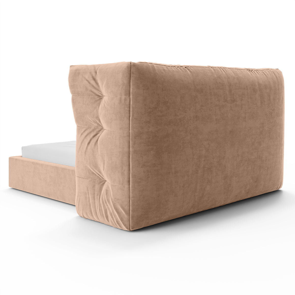 Diara-polstret seng med quiltet overflade og opbevaringsrum i glamour-stil – set bagfra