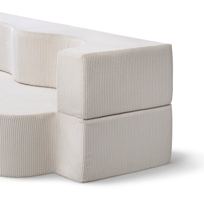 Kamelia-sofa i skum, fritstående, 200 cm, med sovefunktion i japandi-stil – nærbillede af detaljer og struktur