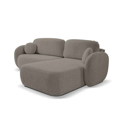 4-personers hjørnesofa med sovefunktion i minimalistisk stil, Abriamo-stof | OLEMO, højre side, bitter chokolade (ABRIAMO 01)