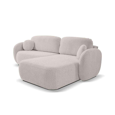 4-personers hjørnesofa med sovefunktion i minimalistisk stil, Abriamo-stof | OLEMO, højre side, kvartsgrå (ABRIAMO 02)