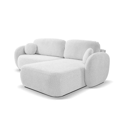 4-personers hjørnesofa med sovefunktion i minimalistisk stil, Abriamo-stof | OLEMO, højre side, perlegrå (ABRIAMO 05)