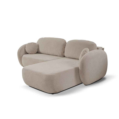 Hjørnesofa med sovefunktion, DL 248 cm, i moderne stil, Aragon-stof | OLEMO, højre side, valnøddebeige (ARAGON 14)