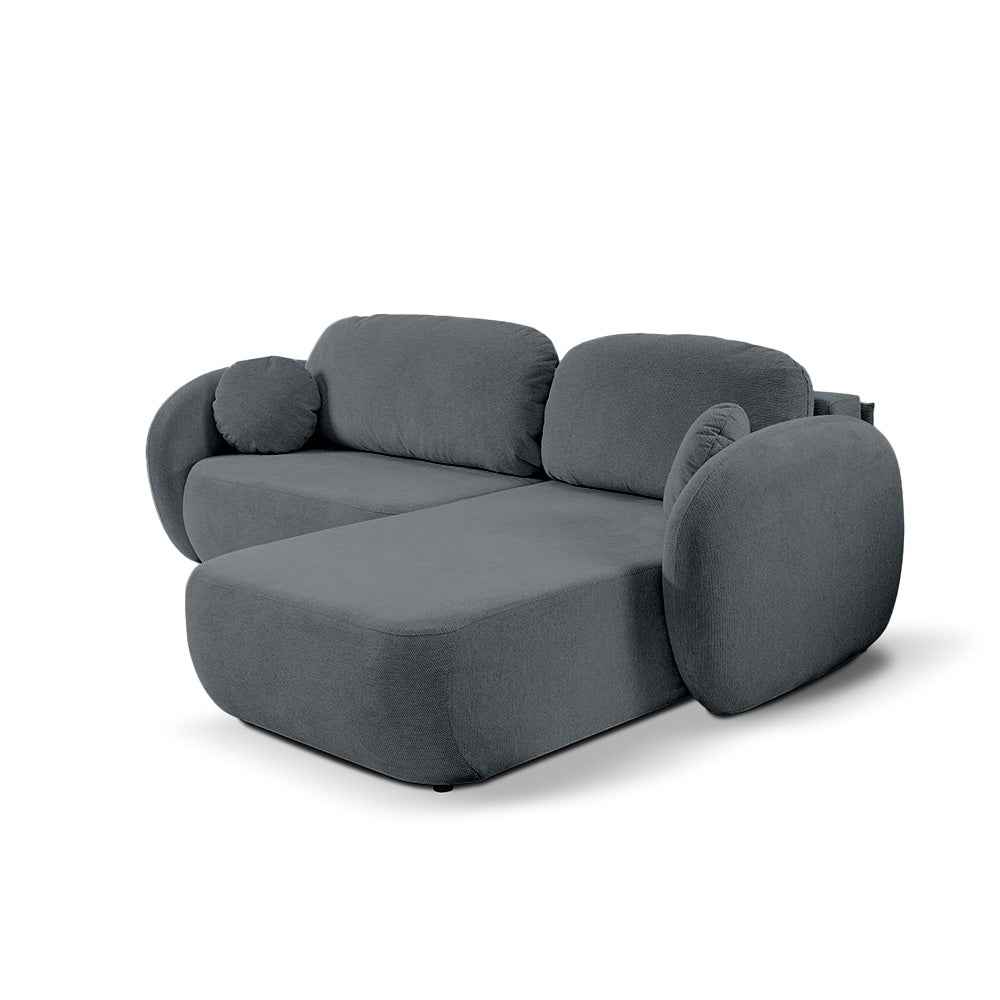 Hjørnesofa med sovefunktion, DL 248 cm, i moderne stil, Aragon-stof | OLEMO, højre side, mørk aske (ARAGON 93)