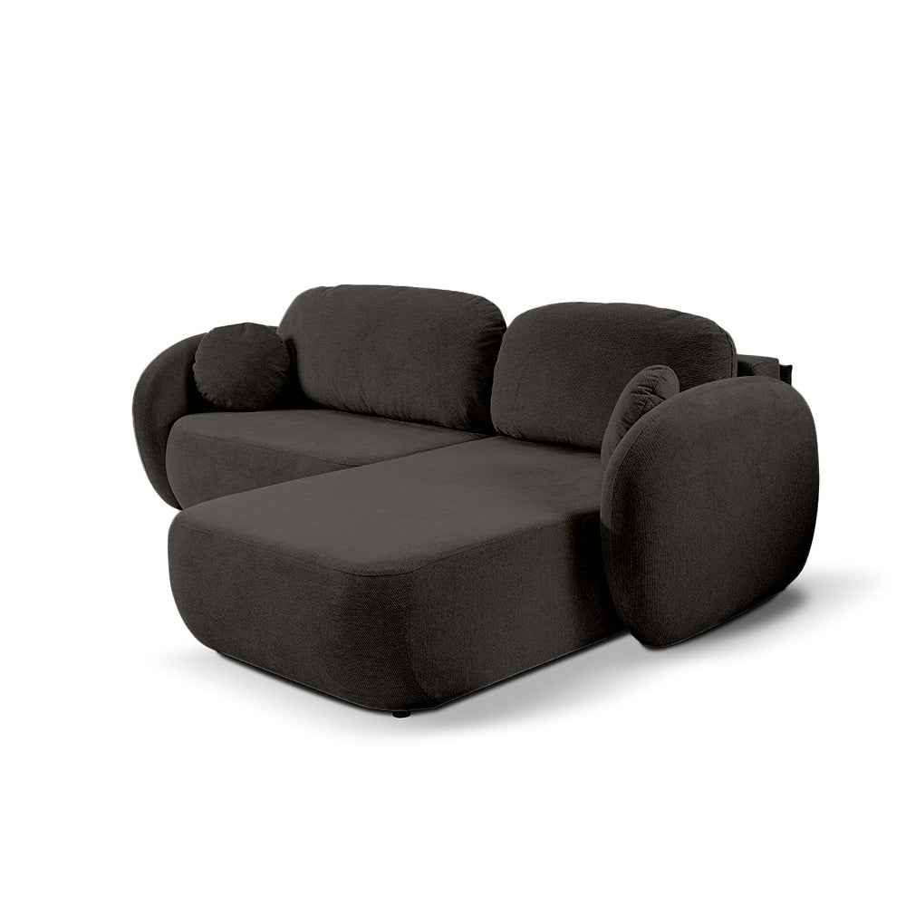 Hjørnesofa med sovefunktion, DL 248 cm, i moderne stil, Aragon-stof | OLEMO, højre side, basaltbrun (ARAGON 97)