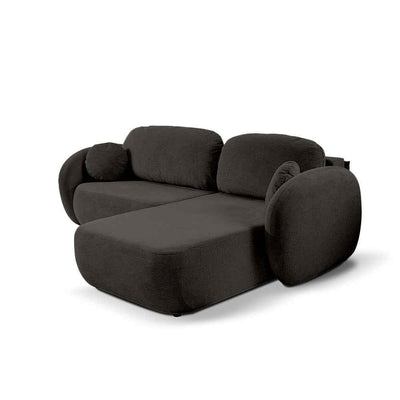 Hjørnesofa med sovefunktion, DL 248 cm, i moderne stil, Aragon-stof | OLEMO, højre side, basaltbrun (ARAGON 97)