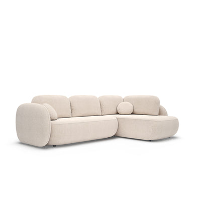 Hjørnesofa med sovefunktion, 123 x 250, i stilretningen »organic modern« | OLEMO Højrevendt Cremetaupe (ARAGON 03)