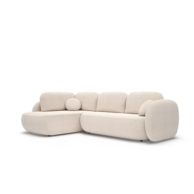 Hjørnesofa med sovefunktion, 123 x 250, i stilretningen »organic modern« | OLEMO Venstrevendt Cremetaupe (ARAGON 03)