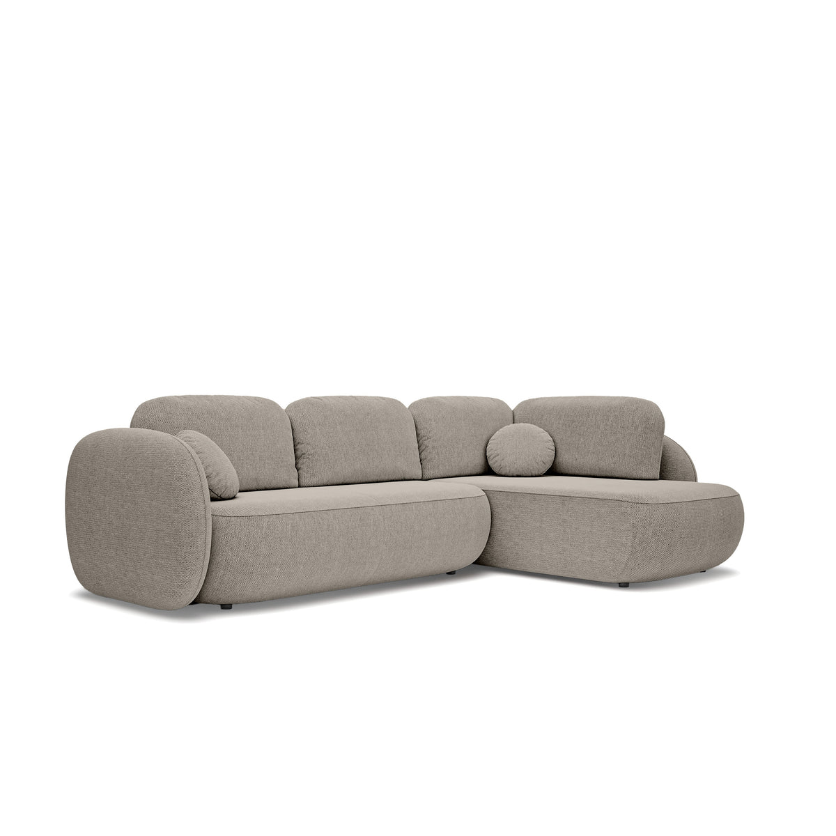Hjørnesofa med sovefunktion, 123 x 250, i stilretningen »organic modern« | OLEMO Højrevendt Stentåge (ARAGON 20)