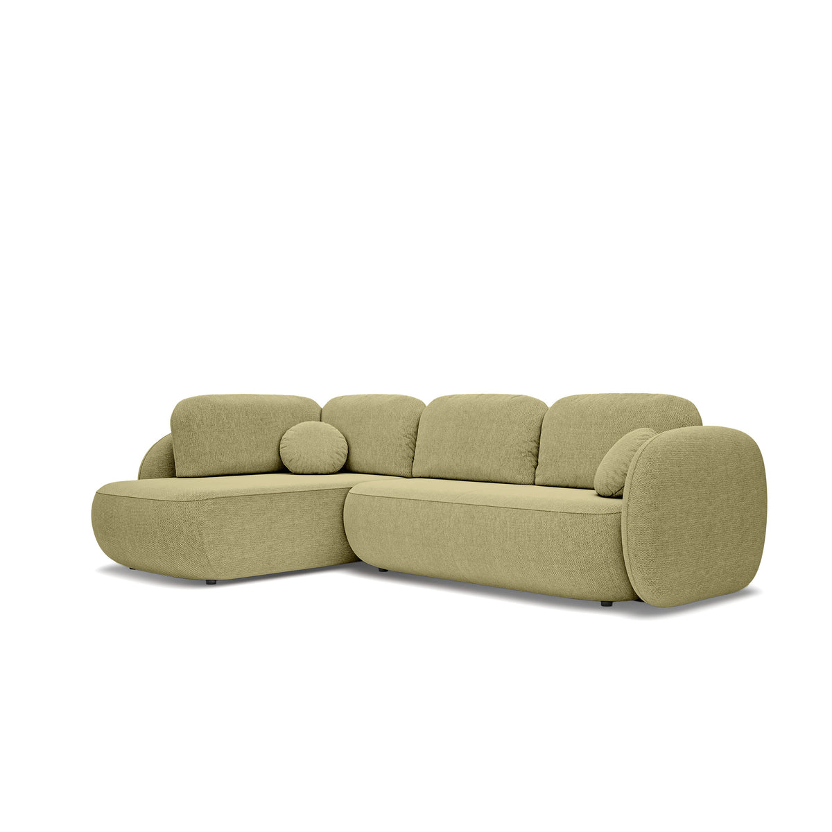 Hjørnesofa med sovefunktion, 123 x 250, i stilretningen »organic modern« | OLEMO Venstrevendt Guldhør (ARAGON 35)